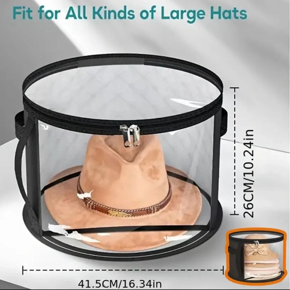 Black and Clear Hat Storage Box, NEW